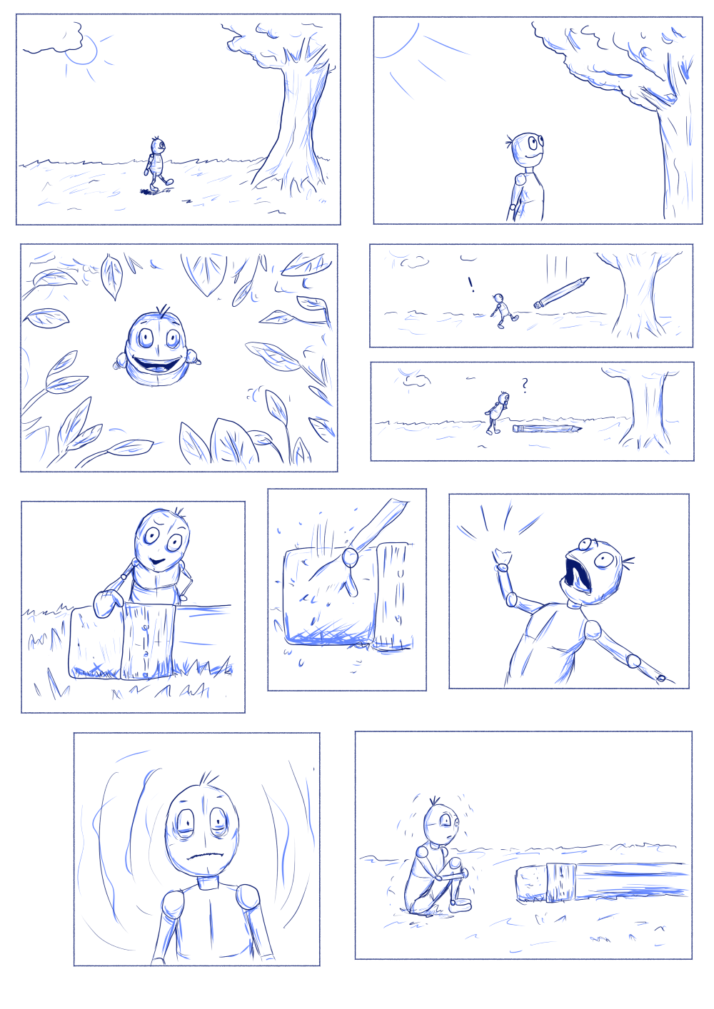 Comic ueber eine Bleistiftzeichnung