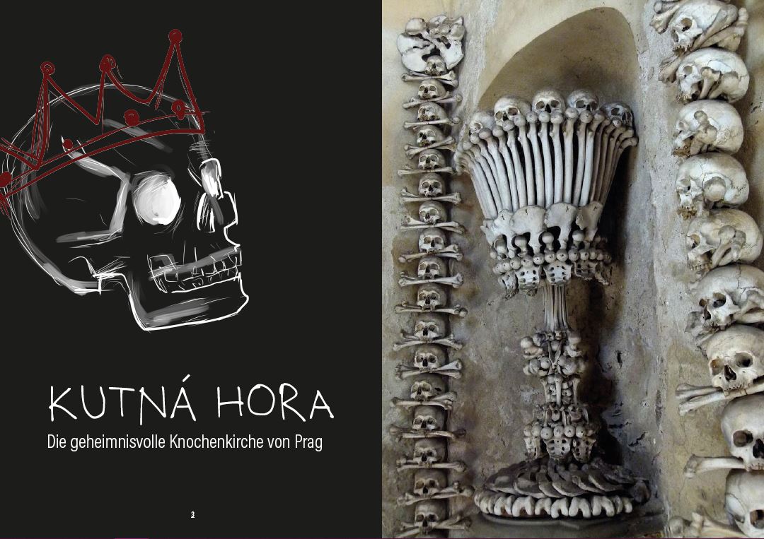 Seite aus Gothic Magazin mit Illustration eines Schädels mit Krone