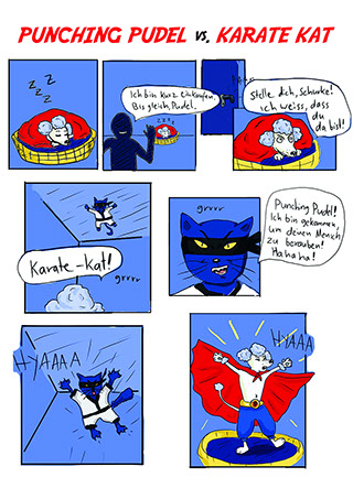 Comicseite mit Hunden