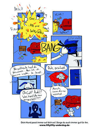 Comicseite mit Hunden